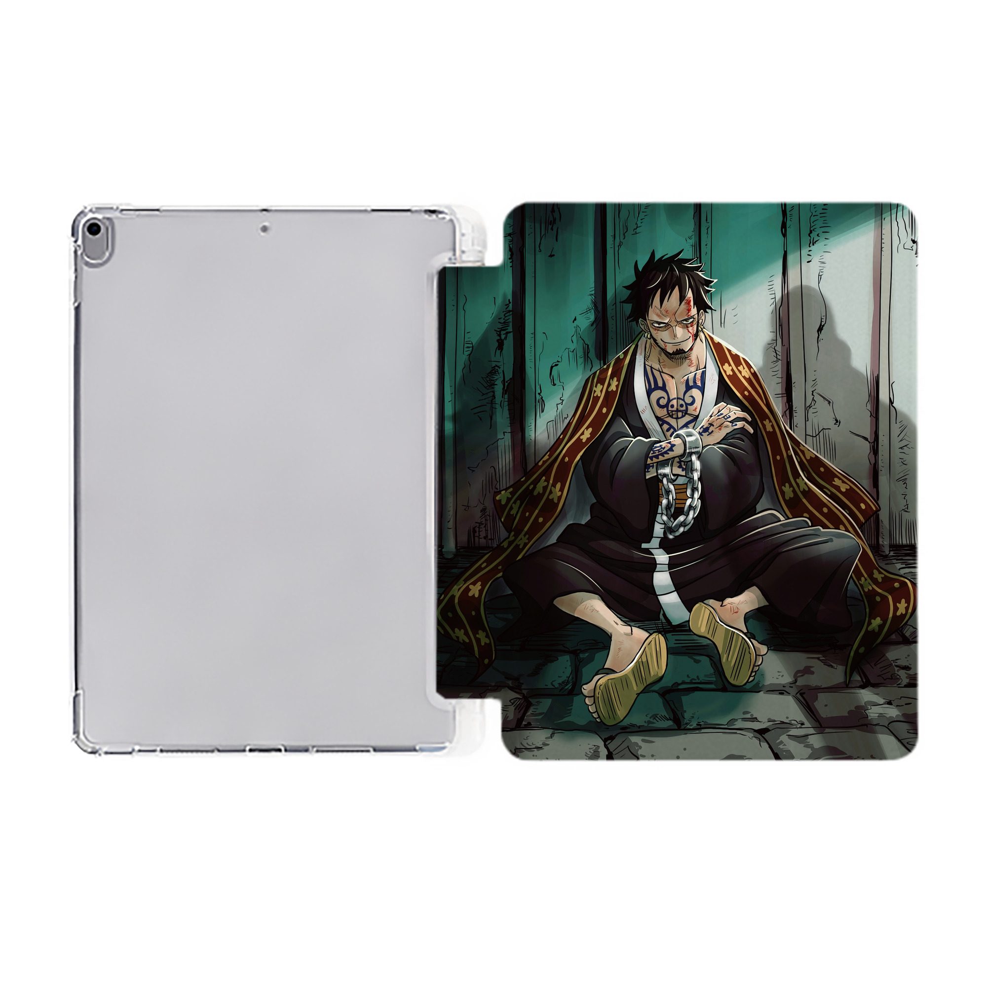 ワンピース ONE PIECE IPad ケース ペン収納付き 三つ折りスタンド PUレザー×シリコン 対応機種9.5/10.5/10.9インチ